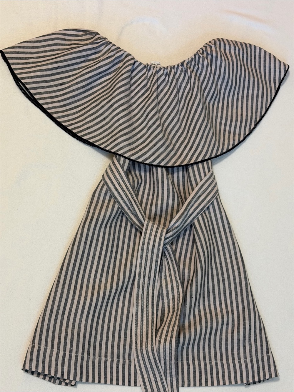 Trina Turk Out of Office Striped Linen Dress Ruffle Tie Waist